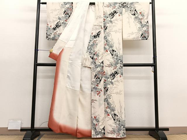 平和屋着物■上質な小紋 籬花文 正絹 逸品 BAAX7359hv