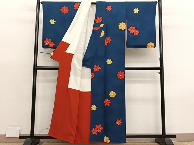 平和屋着物■上質な小紋 花楓文 ろうけつ染め 暈し染め 正絹 逸品 BAAX7363hv