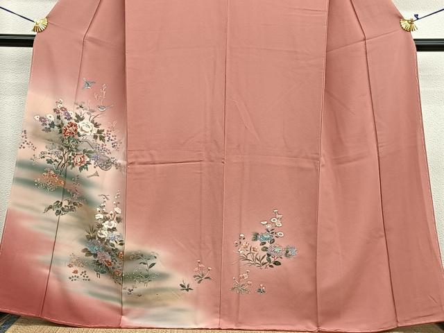 平和屋着物■訪問着 花鳥文 暈し染め 金彩 正絹 逸品 未使用 BAAX7374hv