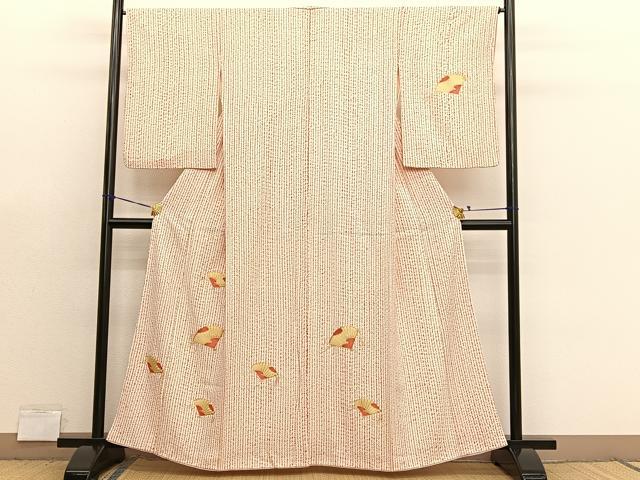 平和屋着物■訪問着 総絞り 駒刺繍 扇面文 金糸 正絹 逸品 BAAX7383hv