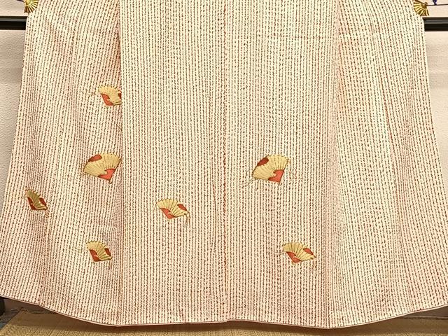 平和屋着物■訪問着 総絞り 駒刺繍 扇面文 金糸 正絹 逸品 BAAX7383hv