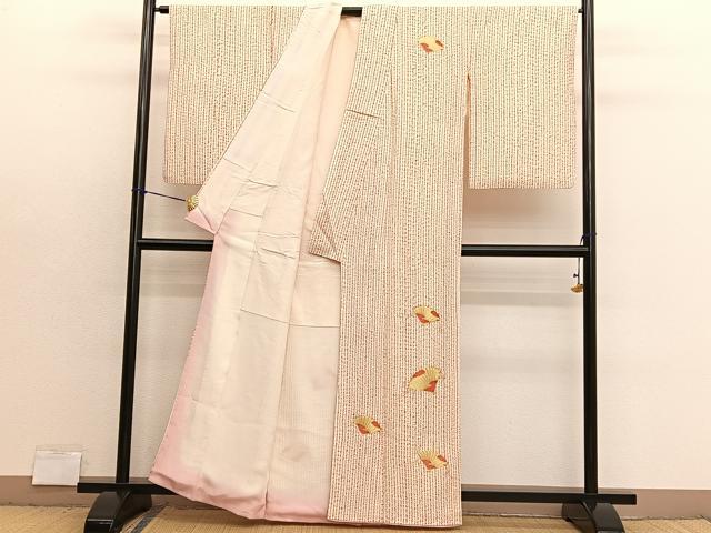 平和屋着物■訪問着 総絞り 駒刺繍 扇面文 金糸 正絹 逸品 BAAX7383hv