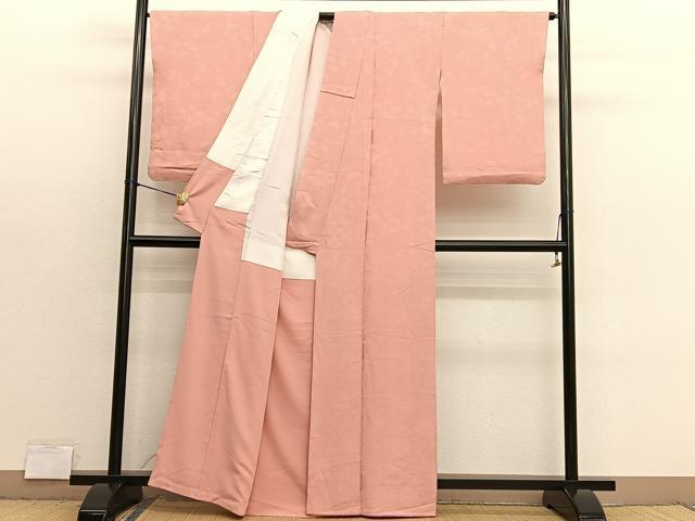 平和屋着物■上質な色無地 花唐草地紋 肉桂色 正絹 逸品 BAAX7385hv