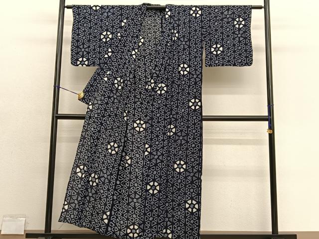 平和屋着物∴夏物 浴衣 有松鳴海絞り 幾何学文様 綿 逸品 BAAX7406hv