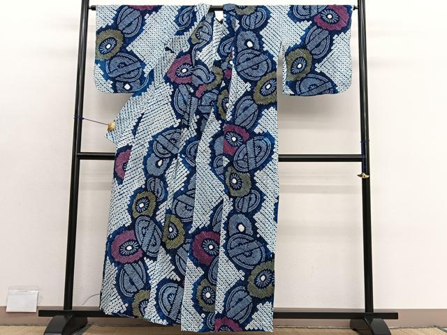 平和屋着物∴夏物 浴衣 有松鳴海絞り 器物文 綿 逸品 BAAX7414hv