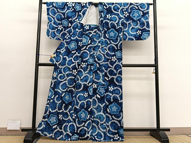 平和屋着物∴夏物 浴衣 有松鳴海絞り 桔梗 綿 逸品 BAAX7421hv