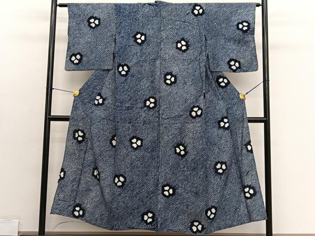 平和屋着物∴夏物 浴衣 有松鳴海絞り 草花文 綿 逸品 BAAX7431hv