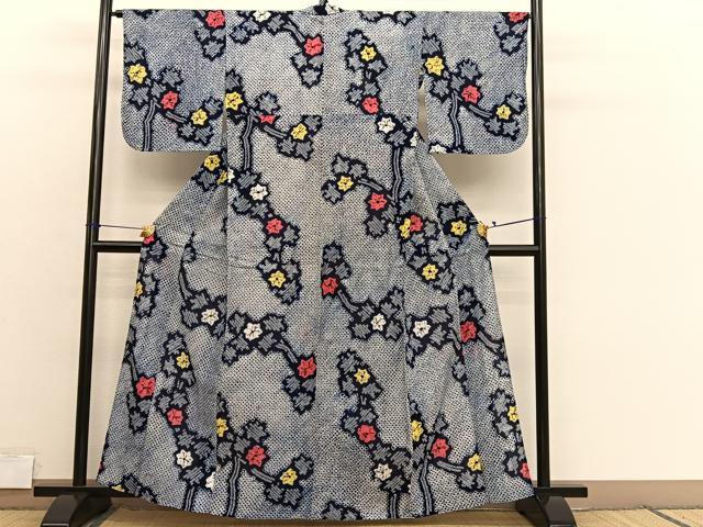 平和屋着物∴夏物 浴衣 有松鳴海絞り 楓 綿 逸品 BAAX7438hv