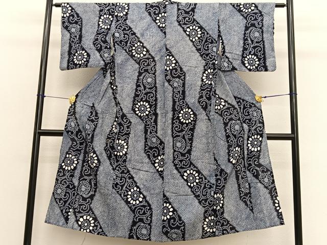 平和屋着物∴夏物 浴衣 有松鳴海絞り 花唐草文 綿 逸品 BAAX7440hv