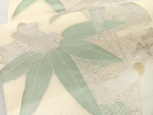 平和屋着物*夏物 九寸開き名古屋帯 草花文 銀糸 正絹 逸品 BAAX7462hv