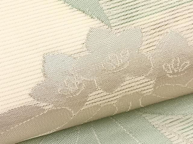 平和屋着物*夏物 九寸開き名古屋帯 草花文 銀糸 正絹 逸品 BAAX7462hv