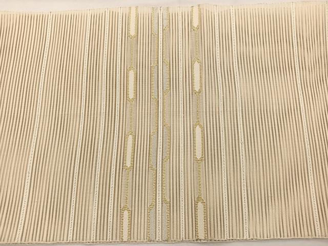 平和屋着物*夏物 八寸名古屋帯 絽綴れ 横段文 金銀糸 正絹 逸品 BAAX7481hv