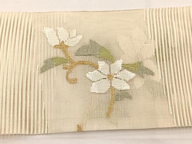 平和屋着物*夏物 八寸名古屋帯 絽綴れ 枝花文 金銀糸 正絹 逸品 BAAX7483hv