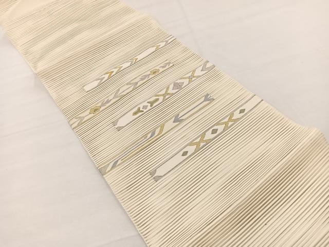 平和屋着物*夏物 八寸名古屋帯 絽綴れ 横段花文 金銀糸 正絹 逸品 BAAX7484hv