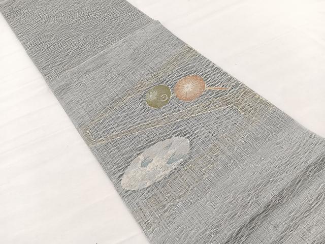 平和屋着物*夏物 両面 太鼓柄 京袋帯 すくい織 番傘 銀糸 正絹 逸品 未使用 BAAX7485hv