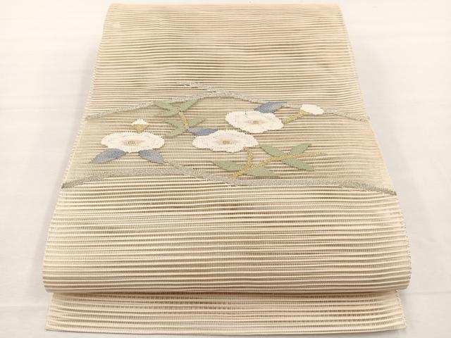 平和屋着物*夏物 八寸名古屋帯 絽綴れ 枝花文 金銀糸 正絹 逸品 BAAX7487hv