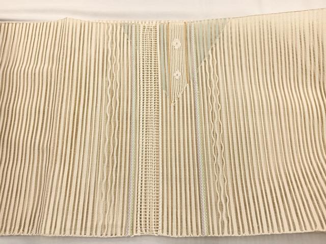 平和屋着物*夏物 八寸名古屋帯 絽綴れ 横段花文 金糸 正絹 逸品 未使用 BAAX7492hv