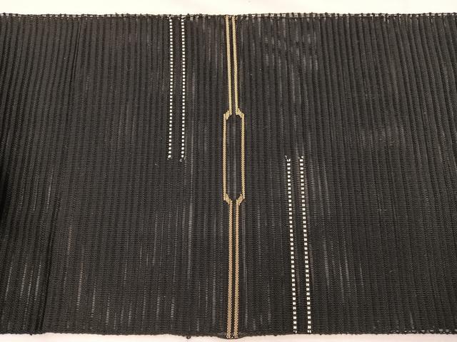 平和屋着物*夏物 八寸名古屋帯 絽綴れ 横段文 黒地 金糸 正絹 逸品 BAAX7493hv