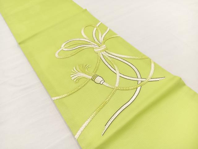 平和屋着物*夏物 九寸開き名古屋帯 総刺繍 結び紐文 銀糸 正絹 逸品 BAAX7494hv