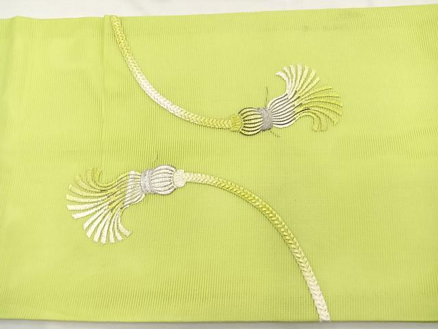 平和屋着物*夏物 九寸開き名古屋帯 総刺繍 結び紐文 銀糸 正絹 逸品 BAAX7494hv