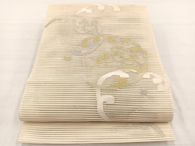 平和屋着物*夏物 八寸名古屋帯 絽綴れ 立波文 金銀糸 正絹 逸品 BAAX7495hv