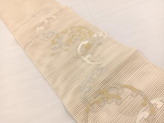 平和屋着物*夏物 八寸名古屋帯 絽綴れ 立波文 金銀糸 正絹 逸品 BAAX7495hv