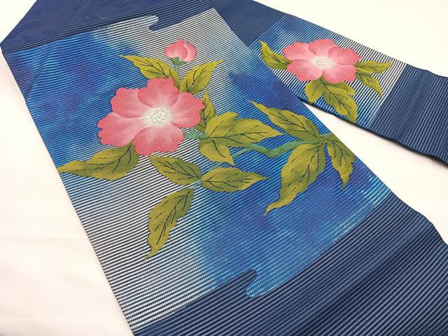 平和屋着物*夏物 九寸名古屋帯 絽綴れ 枝花文 銀糸 正絹 逸品 未使用 BAAX7496hv