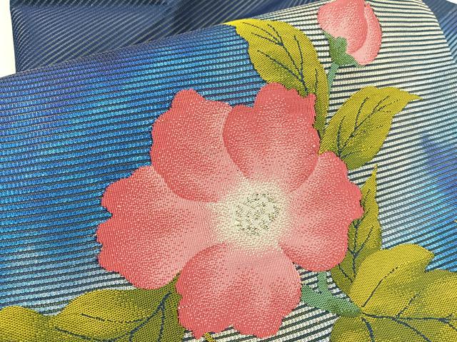 平和屋着物*夏物 九寸名古屋帯 絽綴れ 枝花文 銀糸 正絹 逸品 未使用 BAAX7496hv