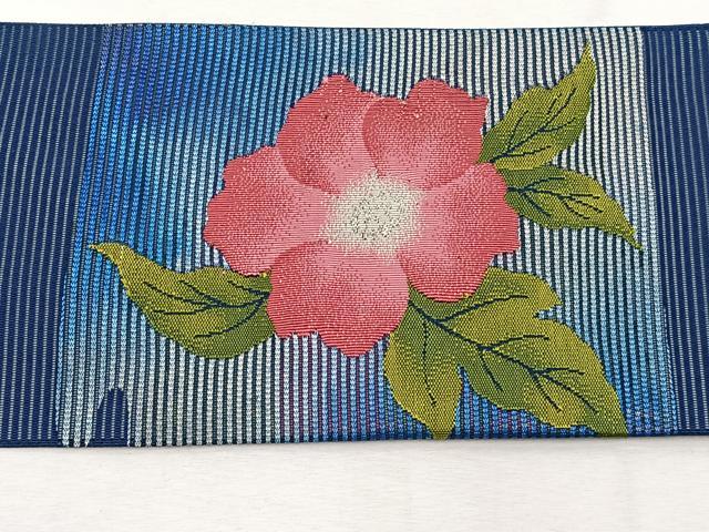 平和屋着物*夏物 九寸名古屋帯 絽綴れ 枝花文 銀糸 正絹 逸品 未使用 BAAX7496hv