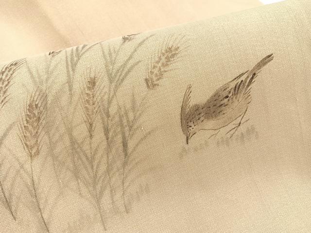 平和屋着物*夏物 九寸名古屋帯 作家物 手描き 稲穂に雀 金通し地 正絹 逸品 BAAX7499hv
