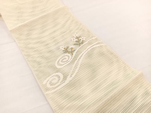 平和屋着物*夏物 八寸名古屋帯 絽綴れ 流水桔梗文 金糸 正絹 逸品 BAAX7506hv