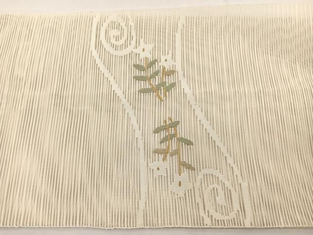平和屋着物*夏物 八寸名古屋帯 絽綴れ 流水桔梗文 金糸 正絹 逸品 BAAX7506hv