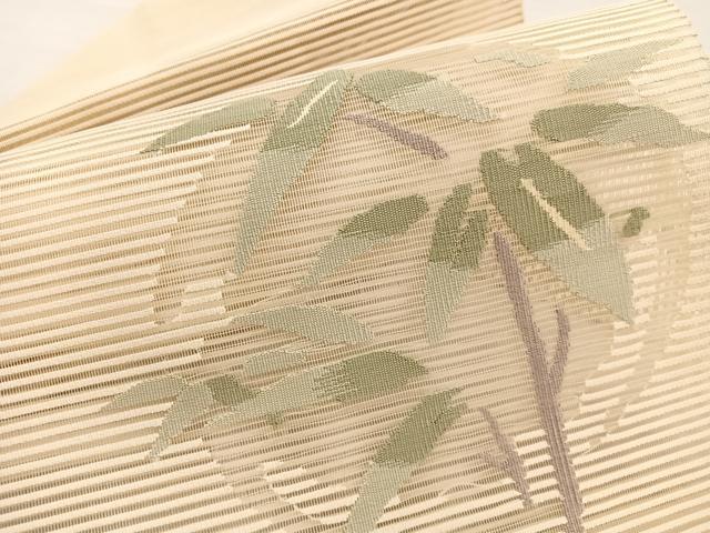 平和屋着物*夏物 八寸名古屋帯 絽綴れ 笹竹丸文 正絹 逸品 未使用 BAAX7507hv