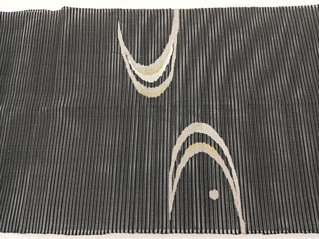 平和屋着物*夏物 八寸名古屋帯 絽綴れ 幾何学文様 黒地 金銀糸 正絹 逸品 BAAX7512hv