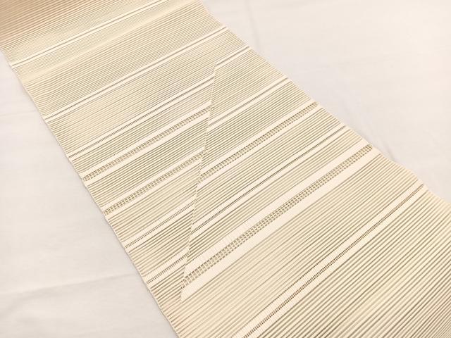 平和屋着物*夏物 八寸名古屋帯 絽綴れ 横段文 蜂蜜色 正絹 逸品 BAAX7516hv