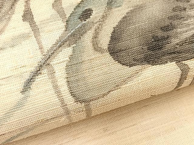 平和屋着物*夏物 九寸名古屋帯 作家物 手描き 白鷺 麻 逸品 BAAX7520hv