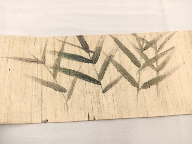 平和屋着物*夏物 九寸名古屋帯 作家物 手描き 白鷺 麻 逸品 BAAX7520hv
