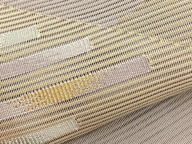 平和屋着物*夏物 八寸名古屋帯 絽綴れ 幾何学文様 金糸 正絹 逸品 BAAX7524hv