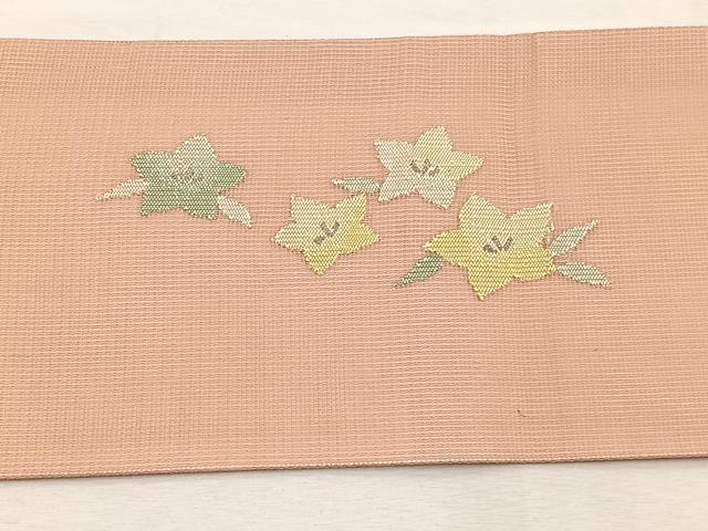 平和屋着物*夏物 九寸名古屋帯 桔梗扇文 銀糸 正絹 逸品 BAAX7526hv