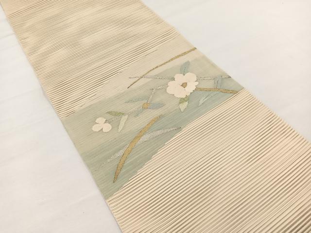 平和屋着物*夏物 八寸名古屋帯 絽綴れ 椿芝草文 金銀糸 正絹 逸品 BAAX7542hv