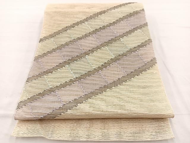 平和屋着物*夏物 八寸名古屋帯 幾何学文様 正絹 逸品 BAAX7543hv
