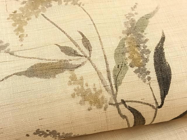 平和屋着物*夏物 九寸名古屋帯 作家物 手描き 枝花文 金彩 麻 逸品 BAAX7544hv