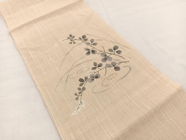平和屋着物*夏物 八寸名古屋帯 手描き 流水枝花文 BAAX7545hv