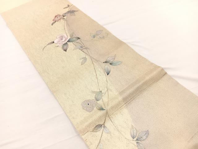 平和屋着物*夏物 九寸開き名古屋帯 刺繍 椿 金銀彩 正絹 逸品 BAAX7556hv