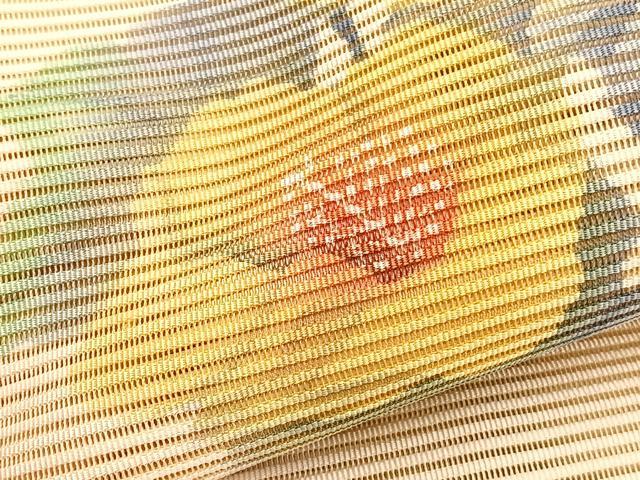 平和屋着物*夏物 八寸名古屋帯 作家物 絽綴れ 枝花文 ろうけつ染め 正絹 逸品 未使用 BAAX7559hv