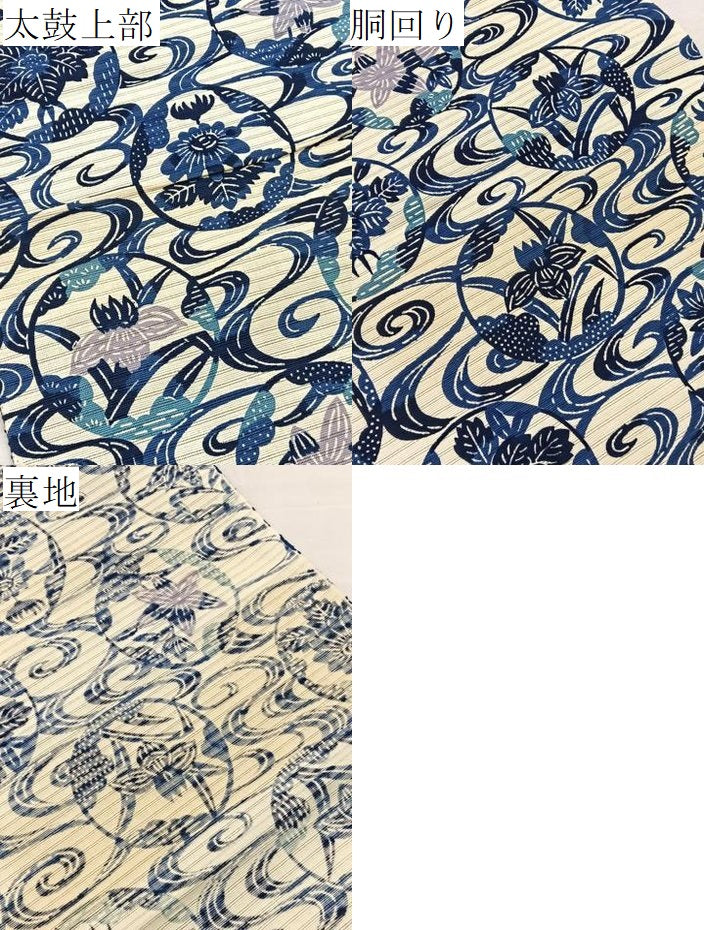 平和屋着物*夏物 八寸名古屋帯 紅型 流水花丸文 綿 逸品 BAAX7560hv
