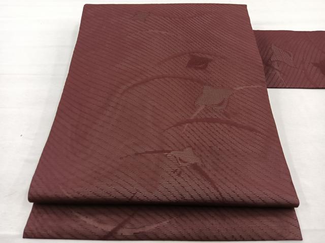平和屋着物*夏物 全通柄 九寸名古屋帯 千鳥 栗皮茶色 正絹 逸品 BAAX7562hv