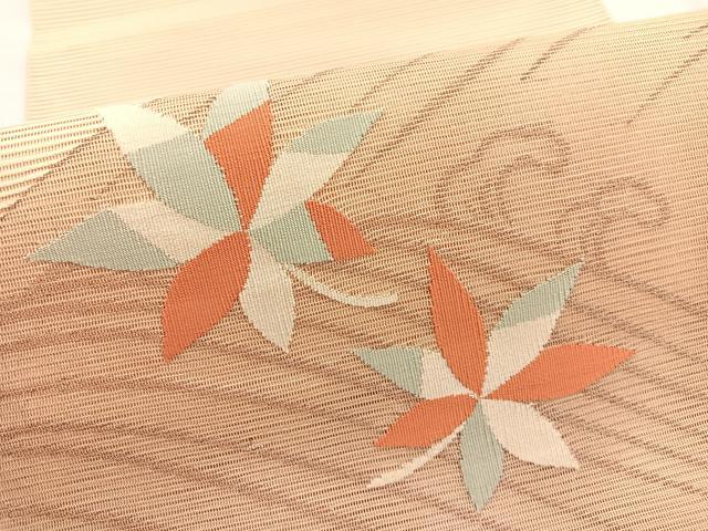 平和屋着物*夏物 八寸名古屋帯 絽綴れ 立波楓文 金糸 正絹 逸品 BAAX7576hv