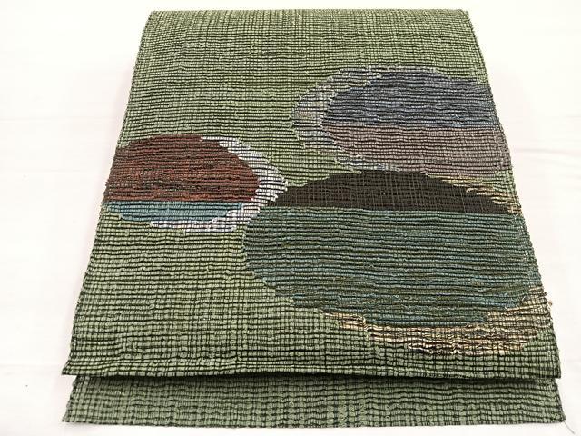 平和屋着物*夏物 八寸名古屋帯 幾何学文様 正絹 逸品 BAAX7579hv