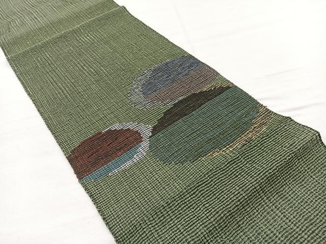 平和屋着物*夏物 八寸名古屋帯 幾何学文様 正絹 逸品 BAAX7579hv